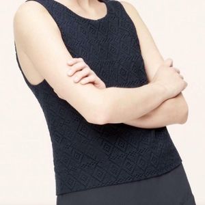 LOFT Crochet Cropped Lace Overlay Shell Blouse PL